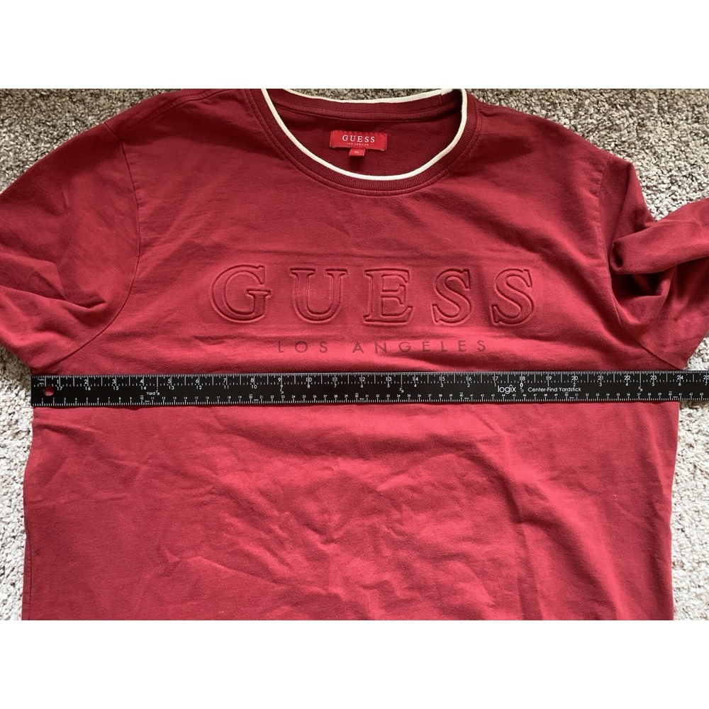 GUESS Sweatshirt Men's Size XL Red Crew Neck Pullover - Picture 6 of 8